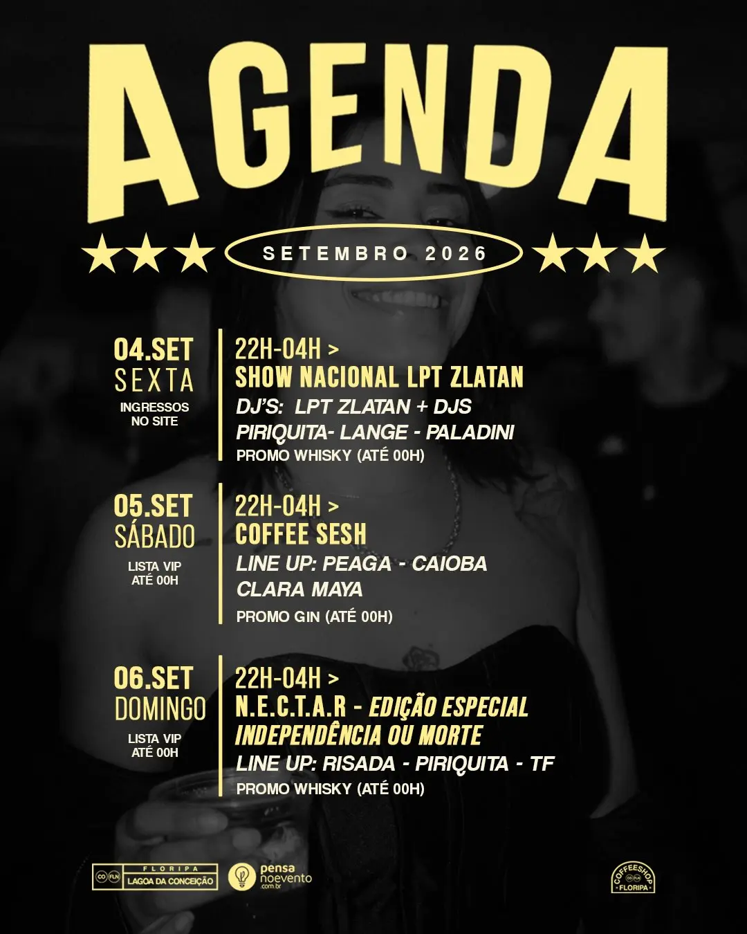 Flyer de Clara Maya, DJS Peaga e Caioba