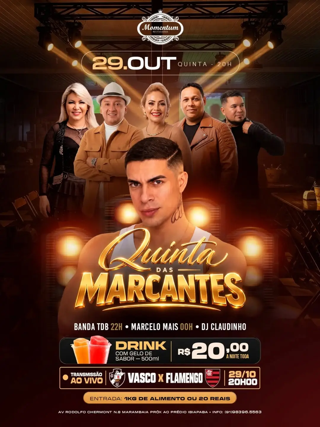 Flyer de Banda TDB, Marcelo Mais e DJ Claudinho