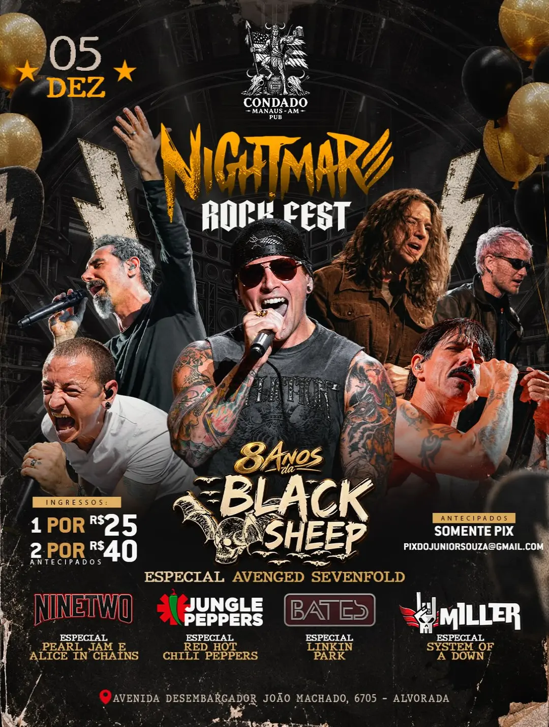 Flyer de Blacksheep, Banda Bates, Banda Miller e mais 3 artistas