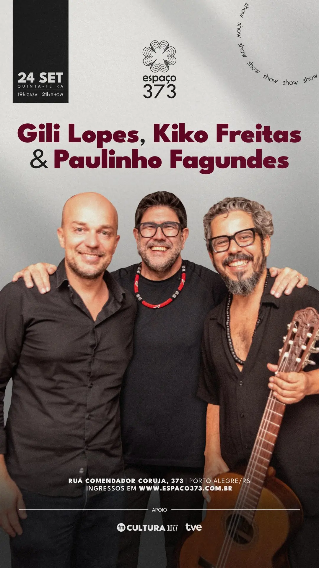 Flyer de Gili Lopes, Kiko Freitas e mais 2 artistas