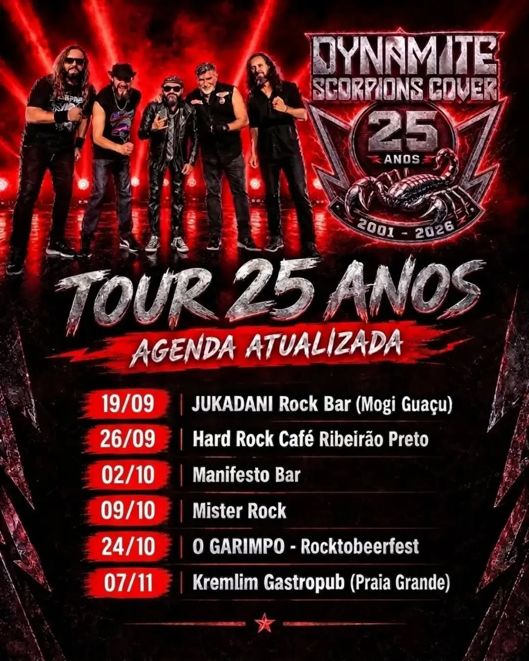Flyer de Dynamite, Dirty Jack, Beco Selvagem e mais 3 artistas