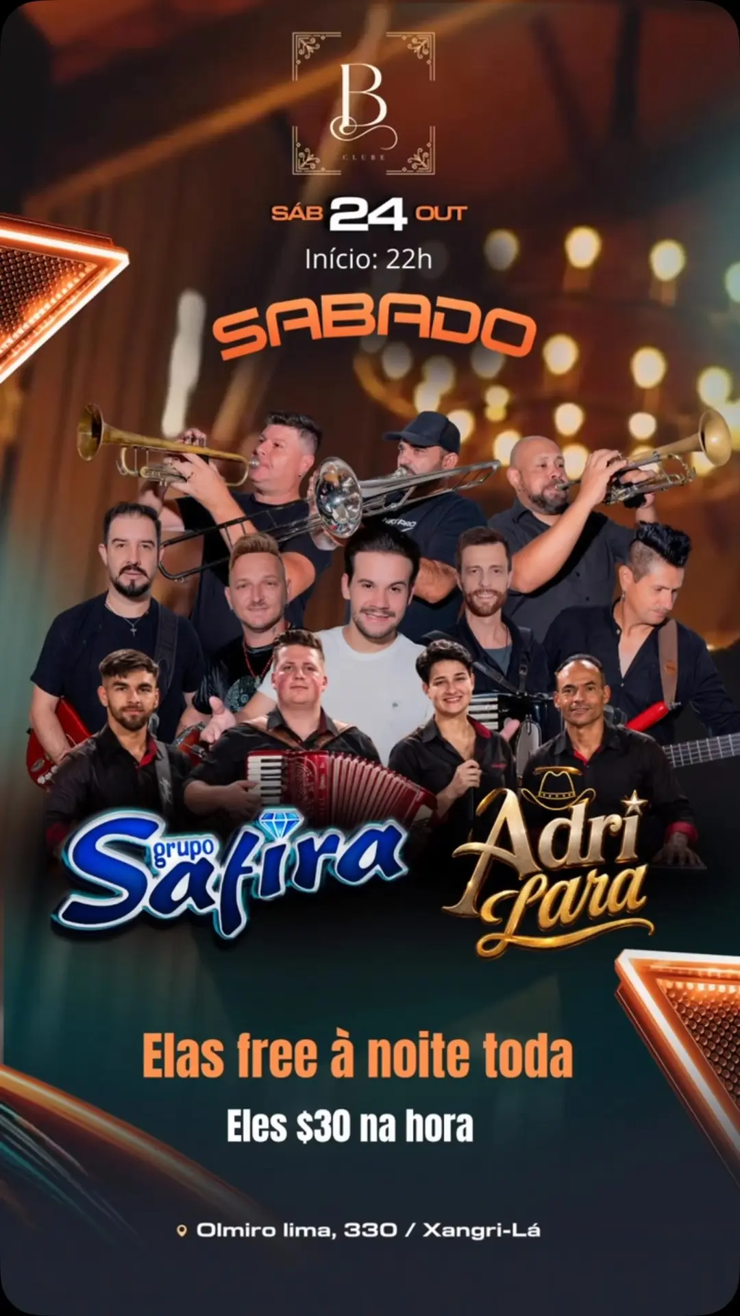 Flyer de Grupo Safira e Adri Lara