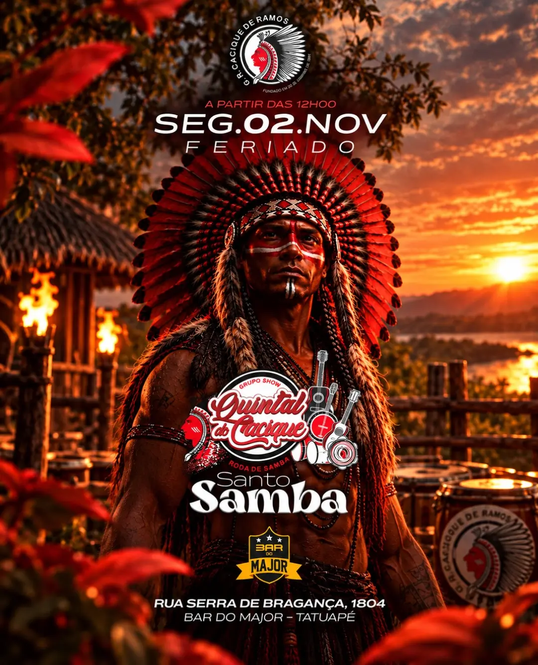 Flyer de Quintal do Cacique e Roda de Samba Santo Samba