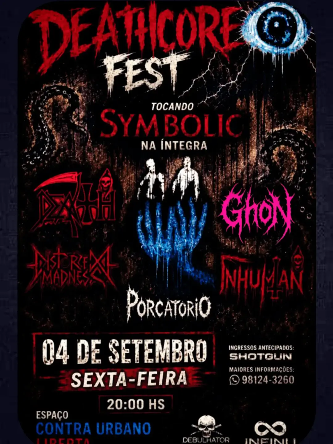 Flyer de GhoN, Porcatório, Distorced Madness e Inhuman Tribute