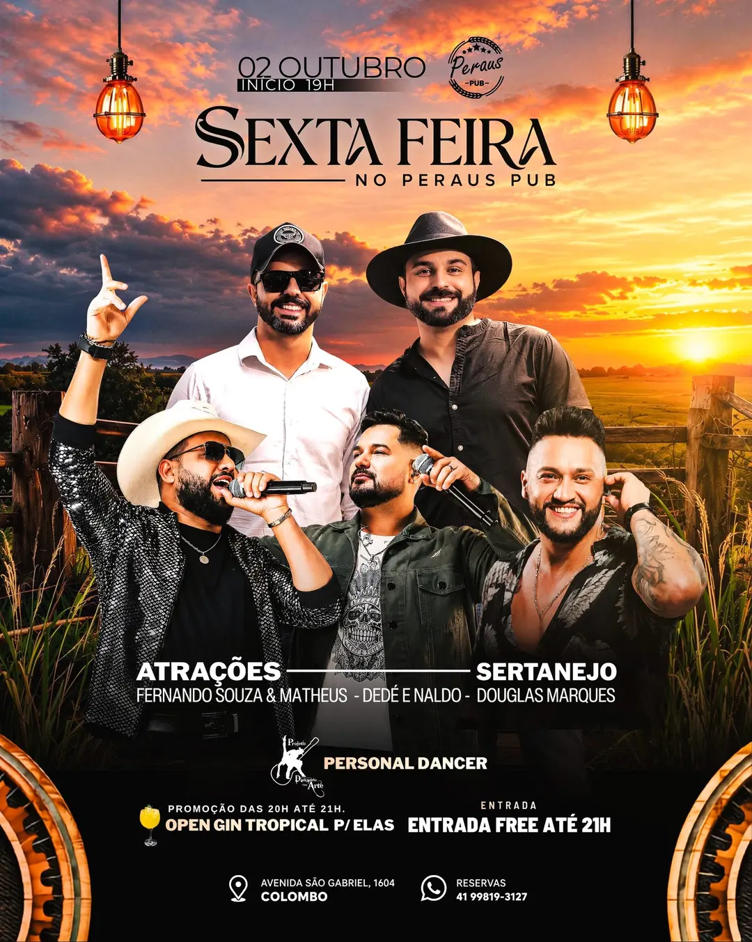 Flyer de Fernando Souza & Matheus, Dedé e Naldo e mais 1 artista