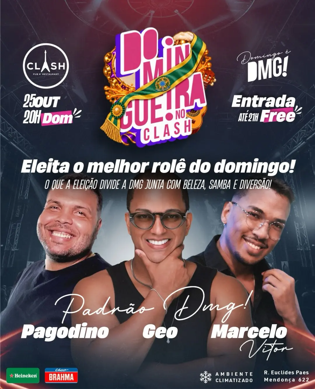 Flyer de Geo, Marcelo Vitor, Pagodino e DJ Melissa
