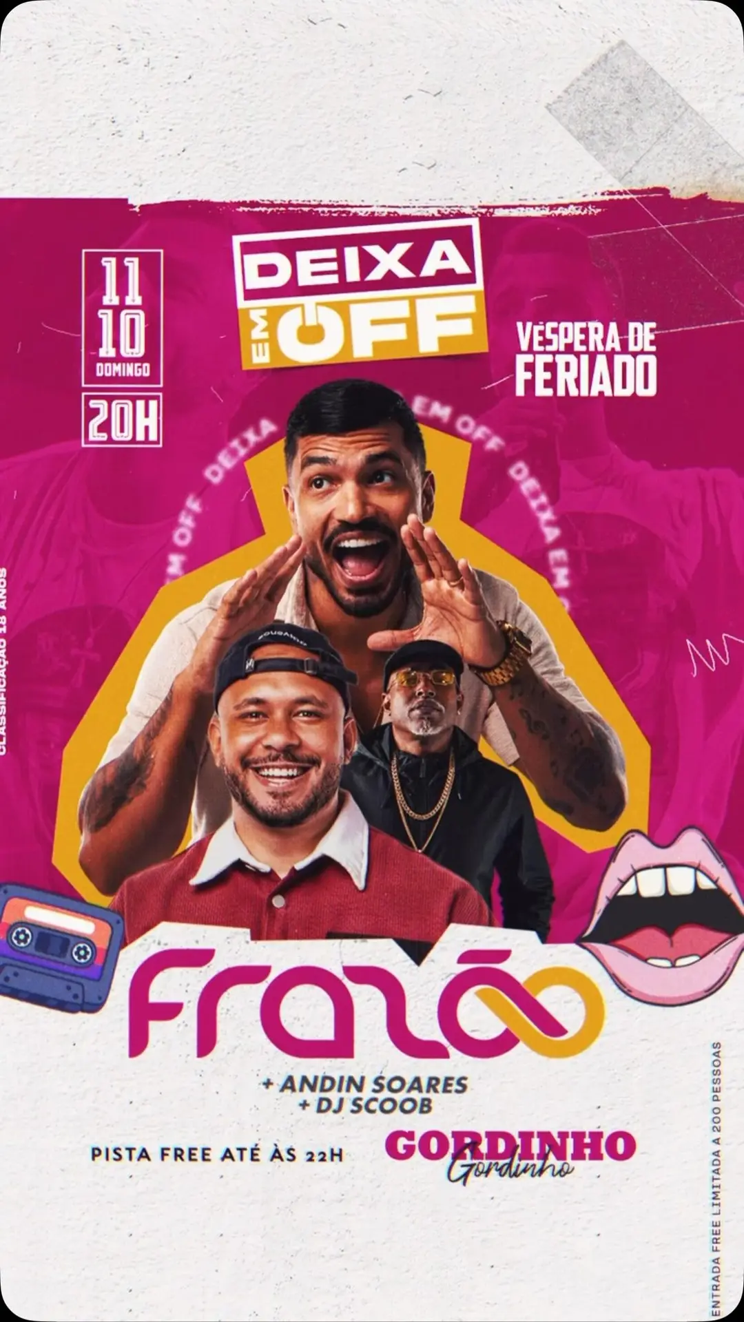 Flyer de Frazão, Andin e Thiago Augusto de Oliveira