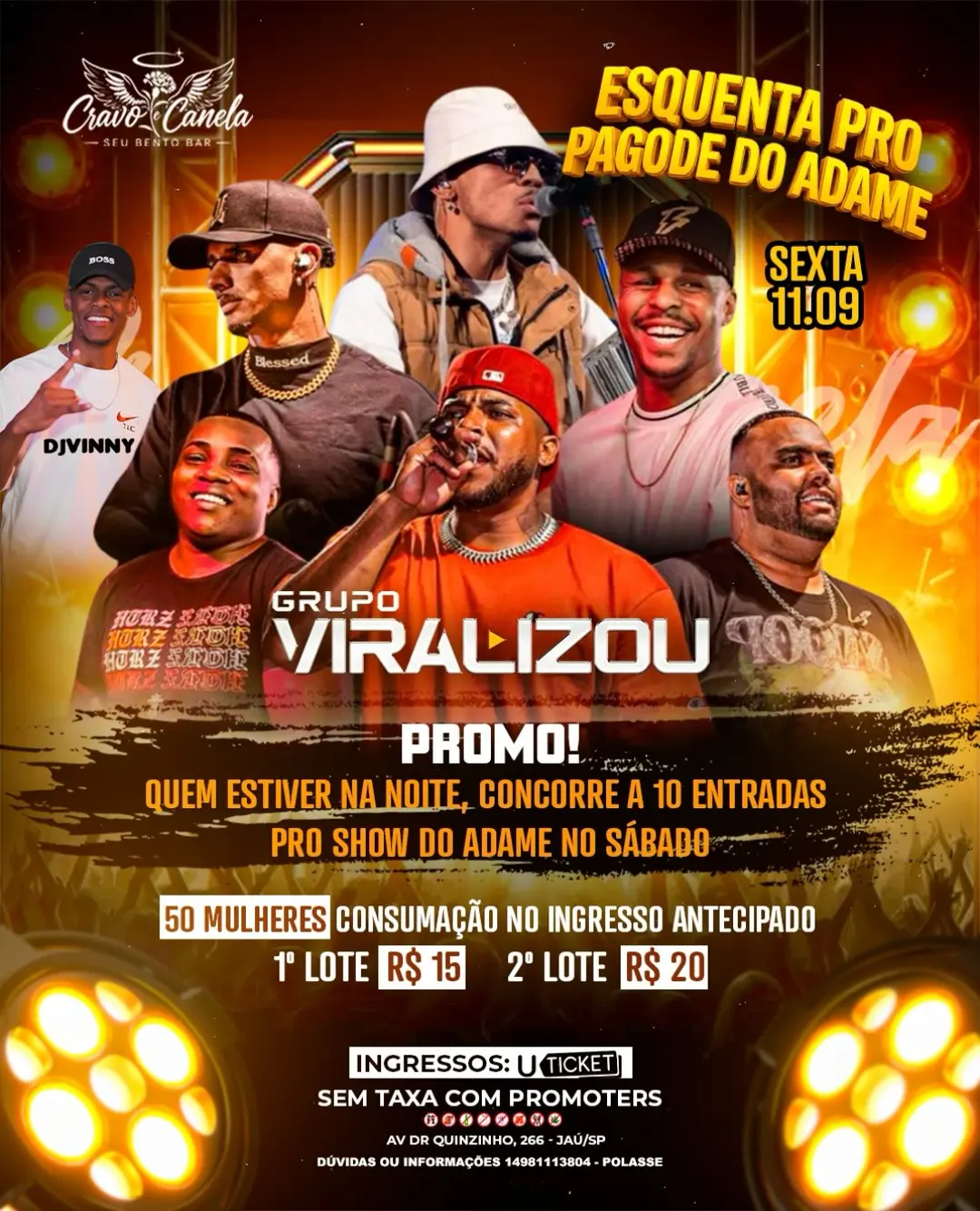 Flyer de Grupo Viralizou e Vinny
