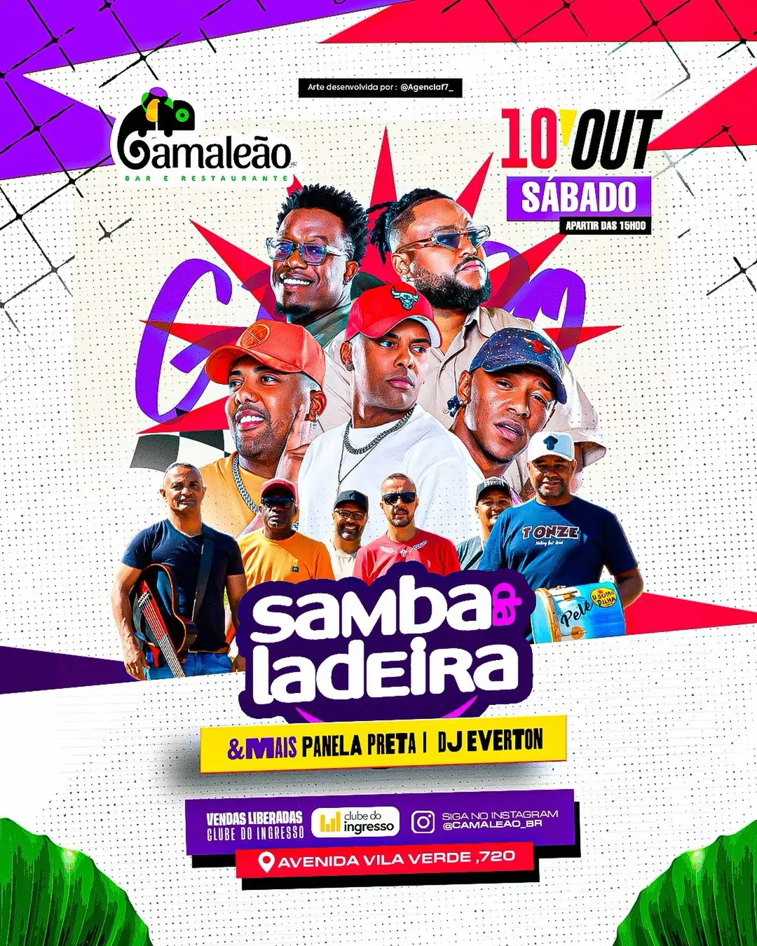 Flyer de Samba da Ladeira, Panela Preta e DJ Everton