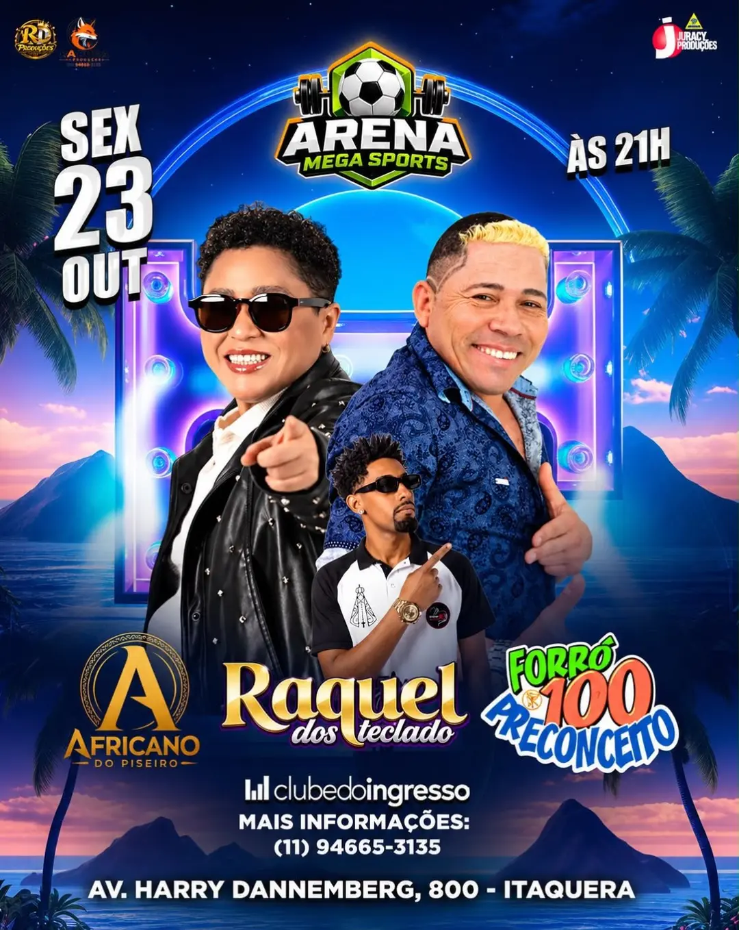 Flyer de Raquel dos Teclados e mais 2 artistas