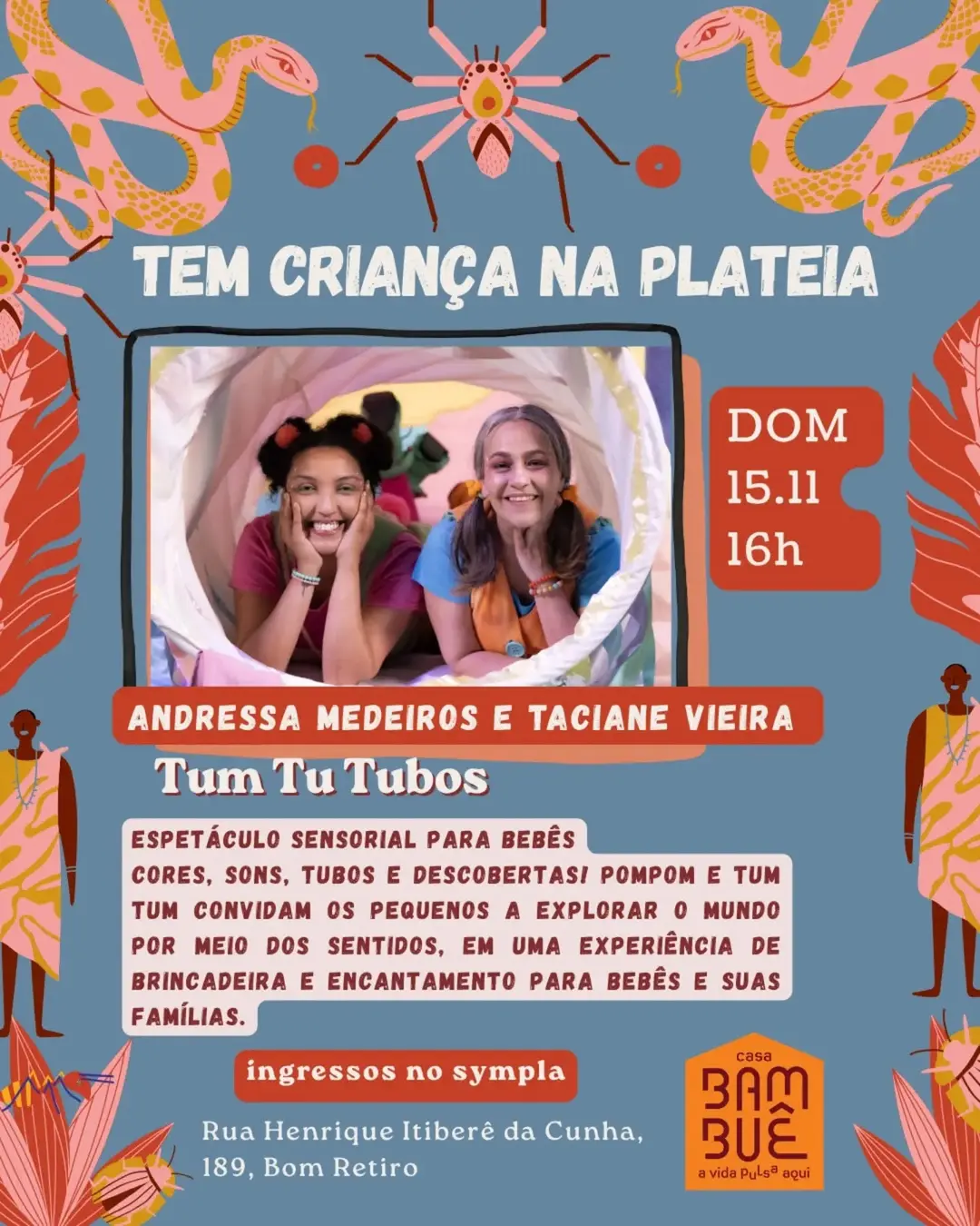 Flyer de Andressa Medeiros e Taciane Vieira e Tum Tu Tubos
