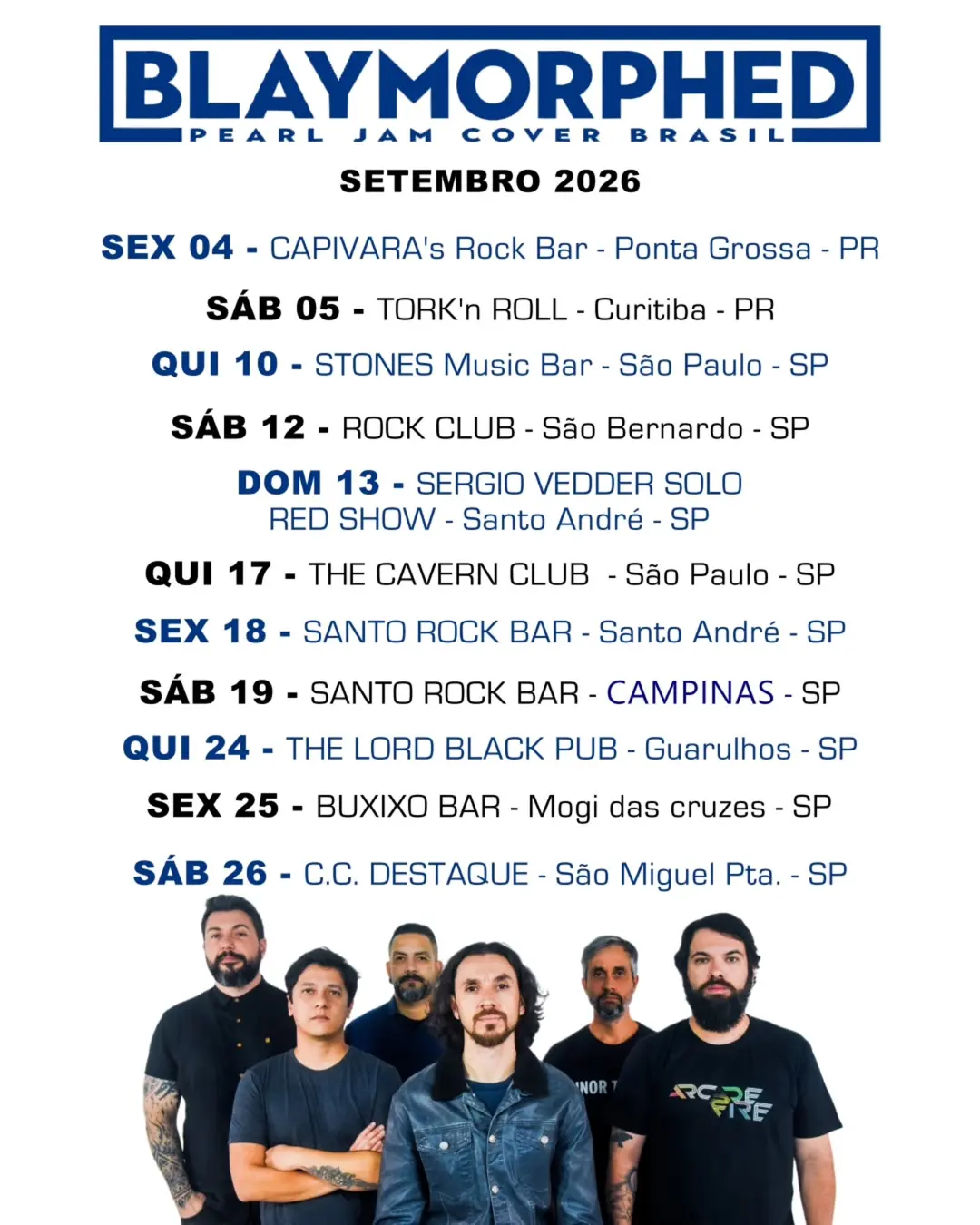 Flyer de Blaymorphed, Black Plaid e Blaymorphed Pearl Jam Cover