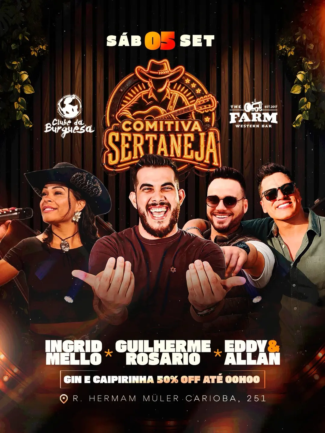 Flyer de Guilherme Rosario, Ingrid Mello e Eddy & Allan