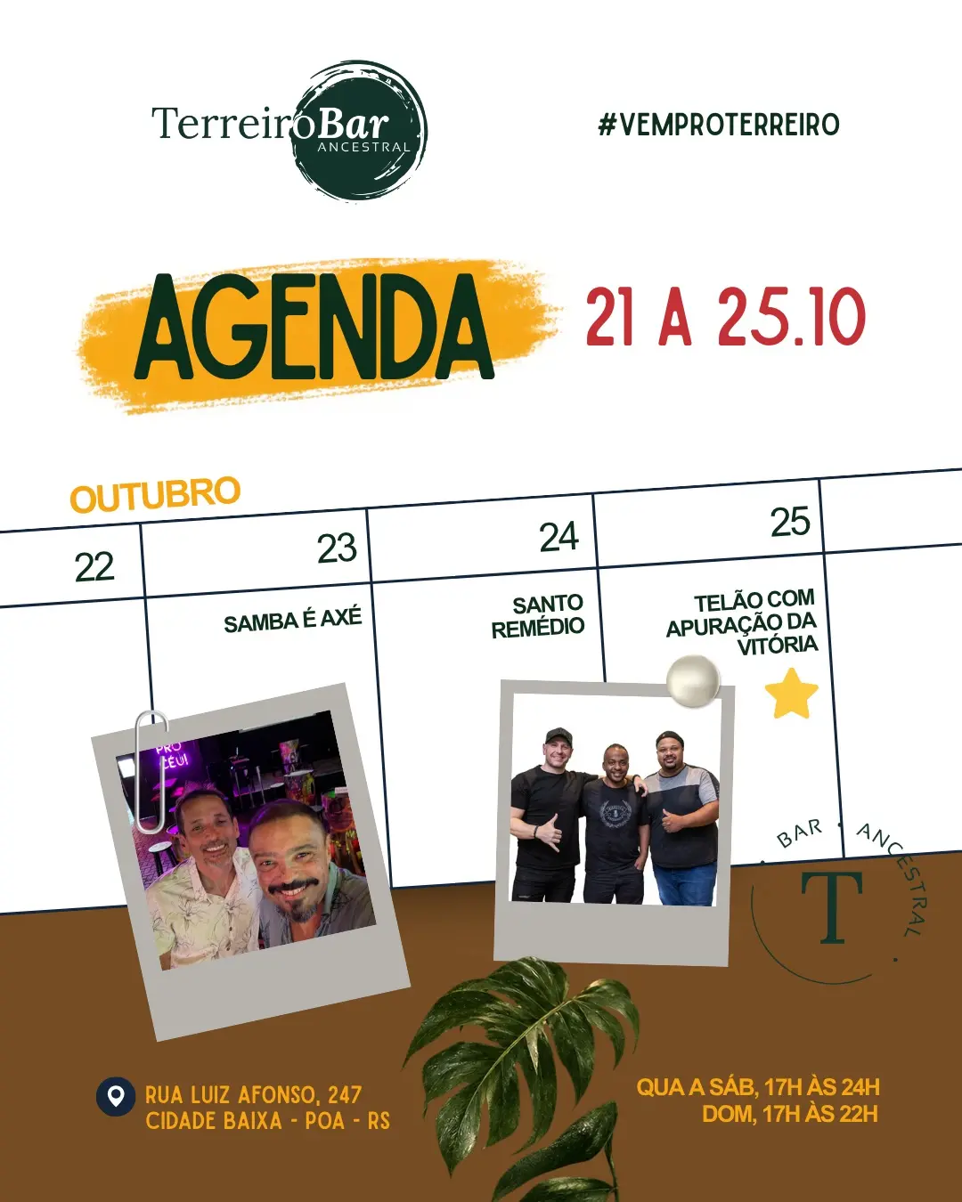 Flyer de Serginho do Banjo, César Sabiá e mais 3 artistas