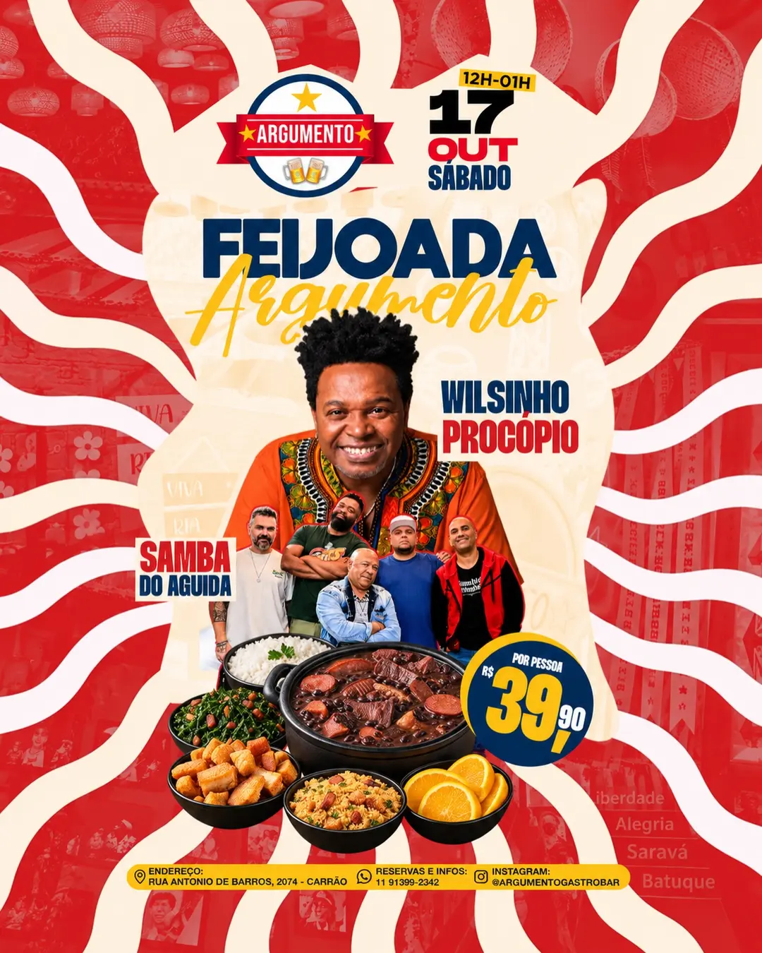 Flyer de Willsinho Procópio e Samba do Aguidá