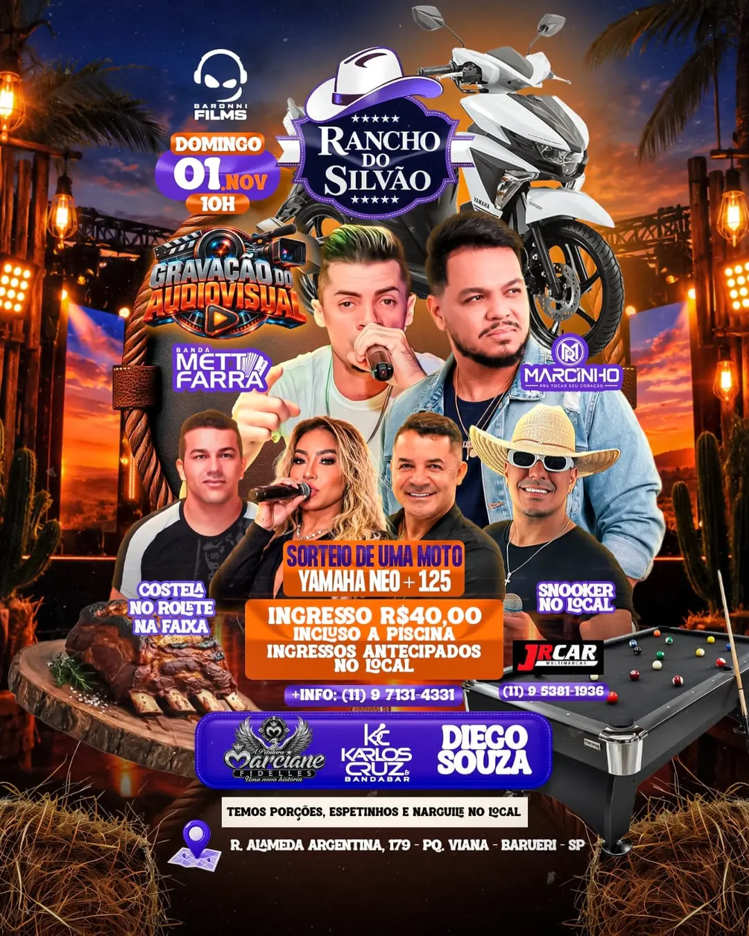 Flyer de Marcinho, MettFarrá, Diego Souza e mais 2 artistas