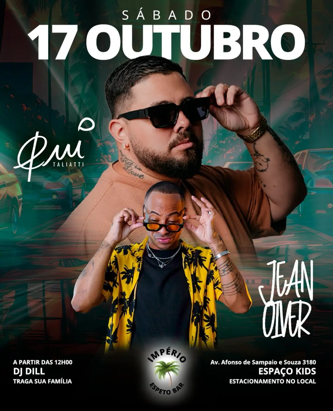 Flyer de Cantor Gui, Jean Oliver e Dj Dill