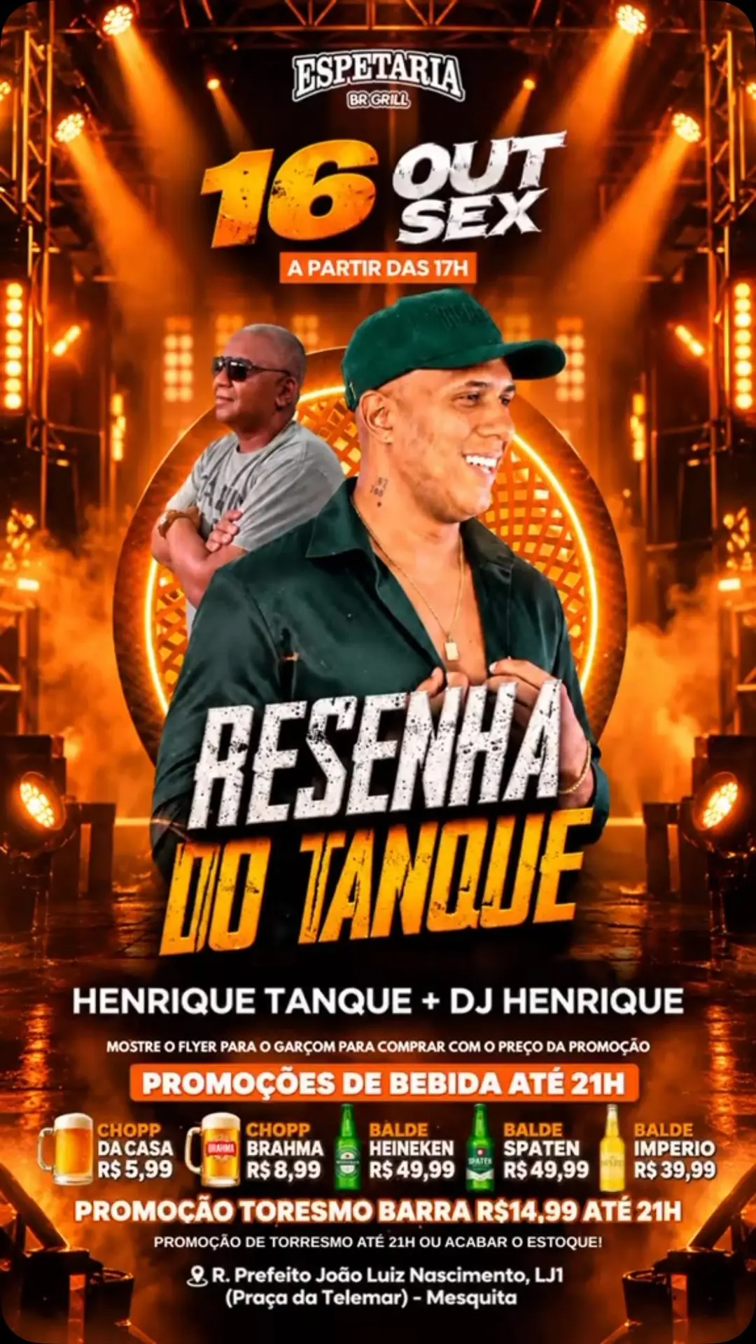 Flyer de Henrique Tanque e DJ Henrique