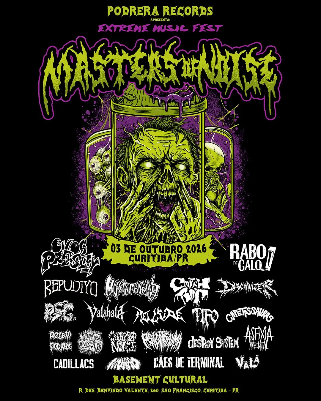 Flyer de Vala, Destroy System, Sujera e mais 20 artistas