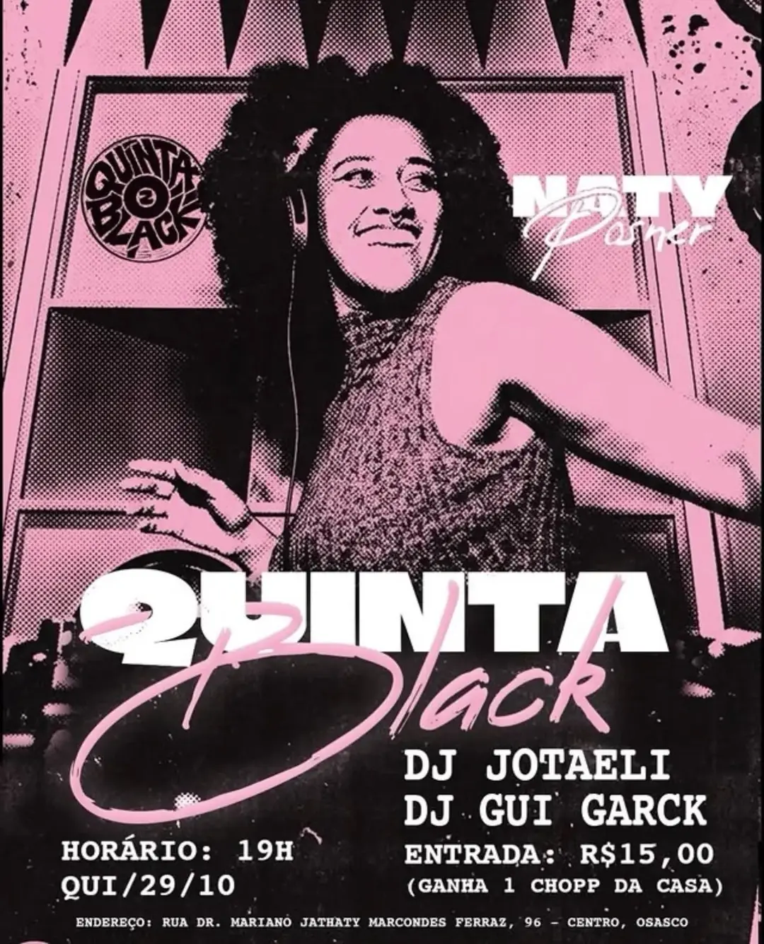 Flyer de Naty Posner, Jotaēli e DJ Gui Garck