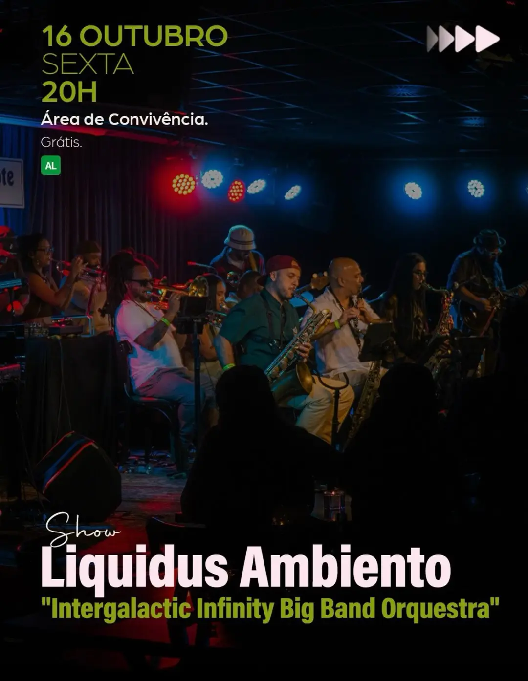 Flyer de Liquidus Ambiento e Intergaláctica Orquestra