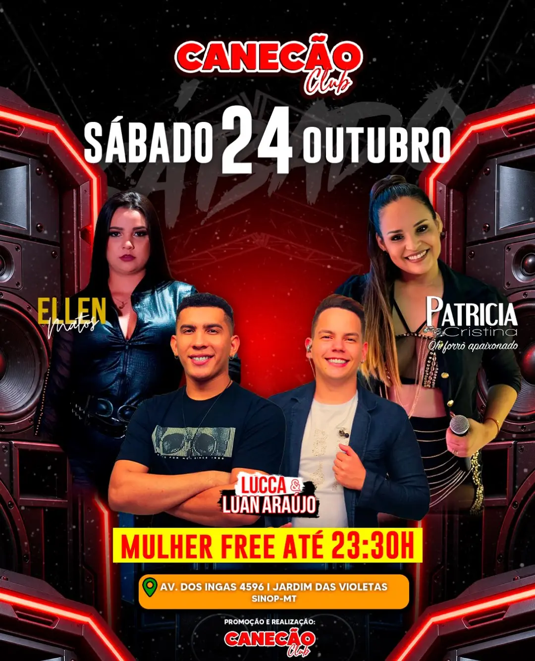 Flyer de Lucca e Luan Araújo, Ellen Matos e Patrícia Cristina