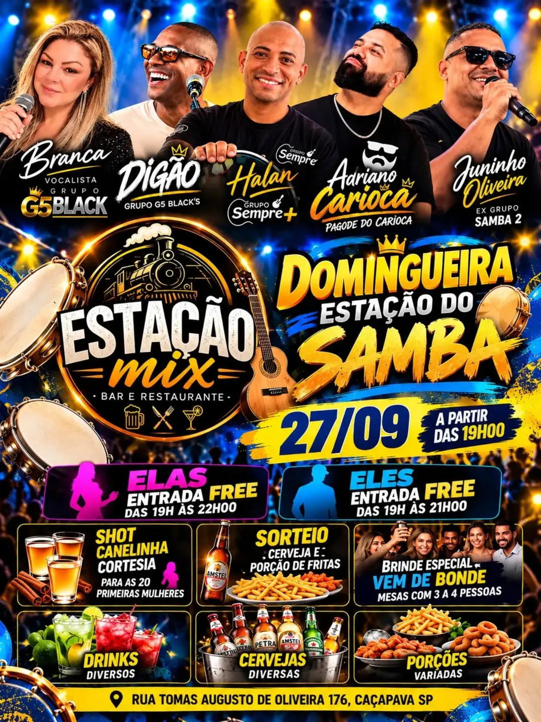 Flyer de Juninho Oliveira, BRANCA, Digão e mais 6 artistas