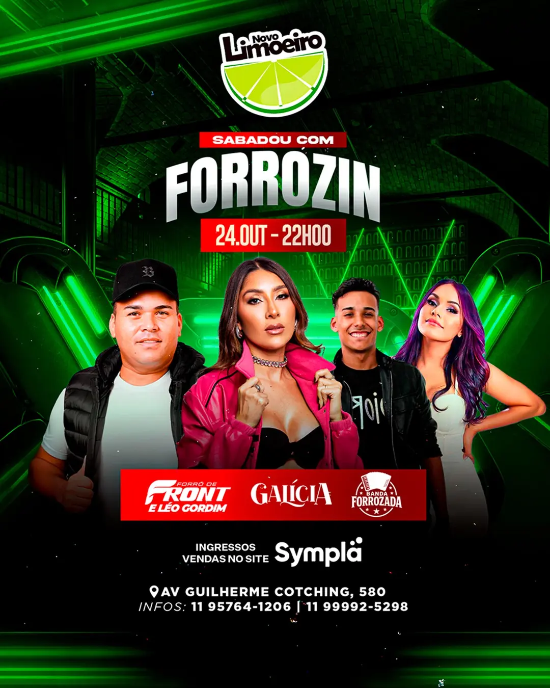 Flyer de Forró de Front, Léo Gordim e mais 2 artistas