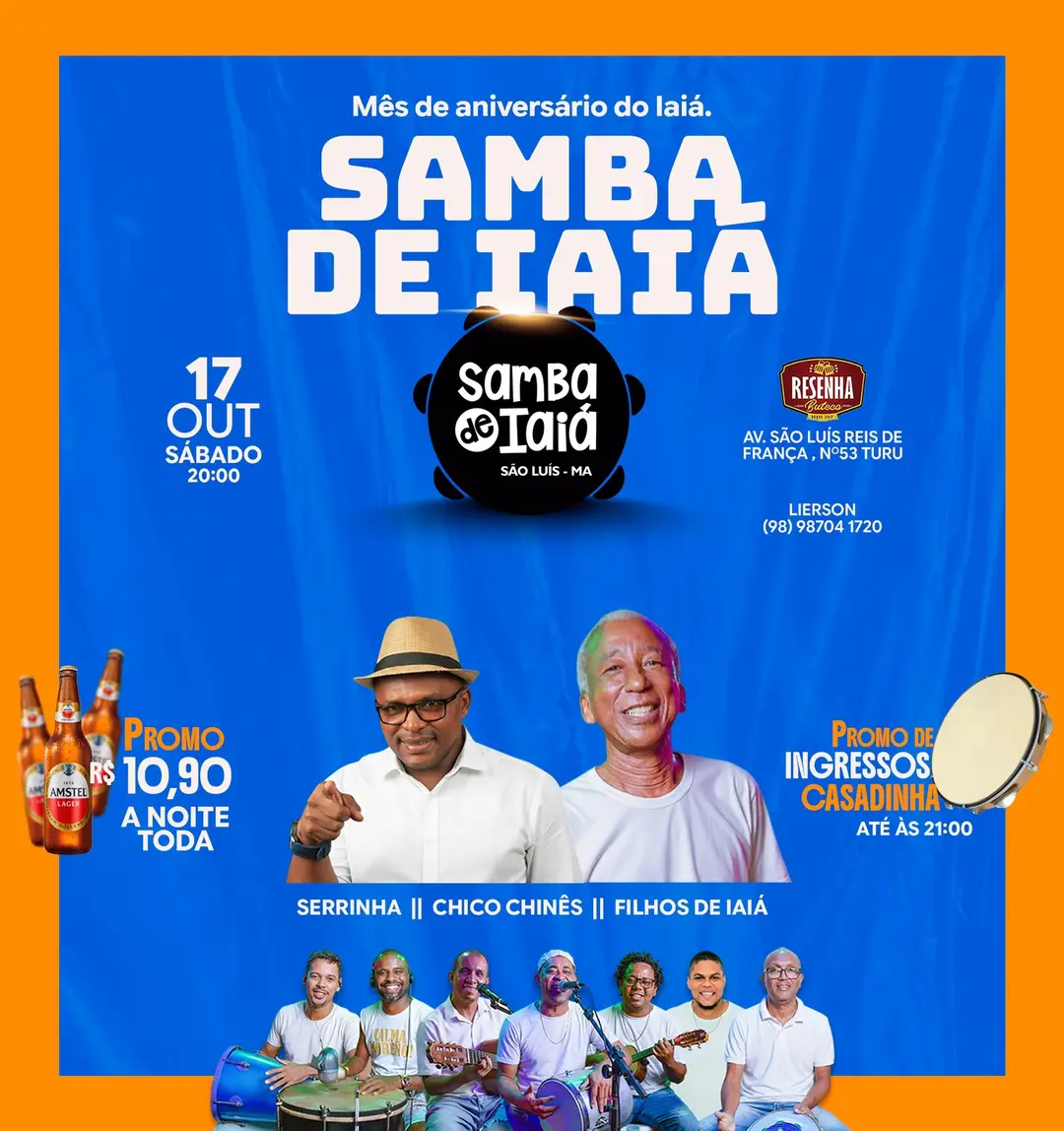 Flyer de Samba de Iaiá, Serrinha, Chico Chinês e Filhos de Iaia