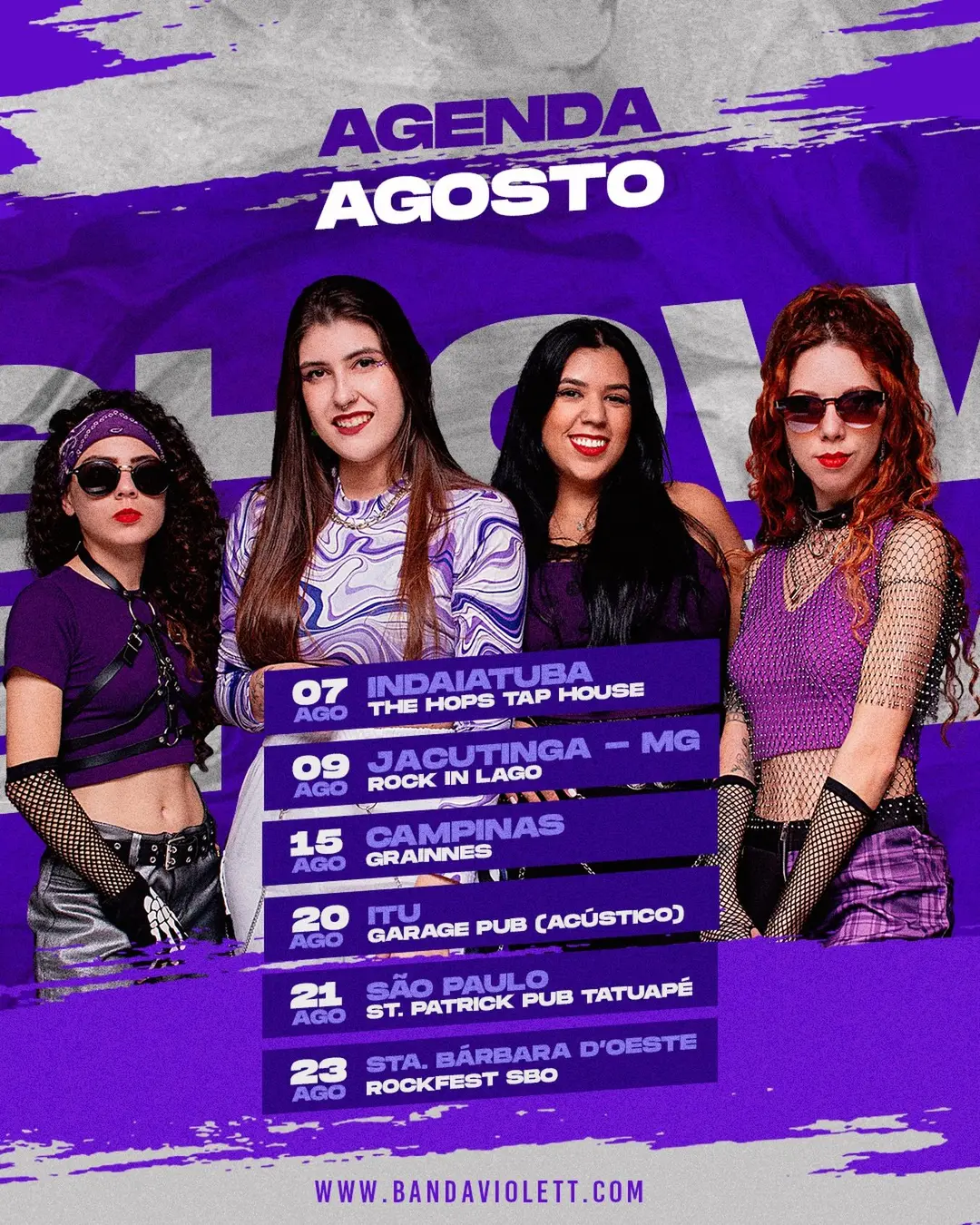 Flyer de Violett, Papercut e Rock em Dobro