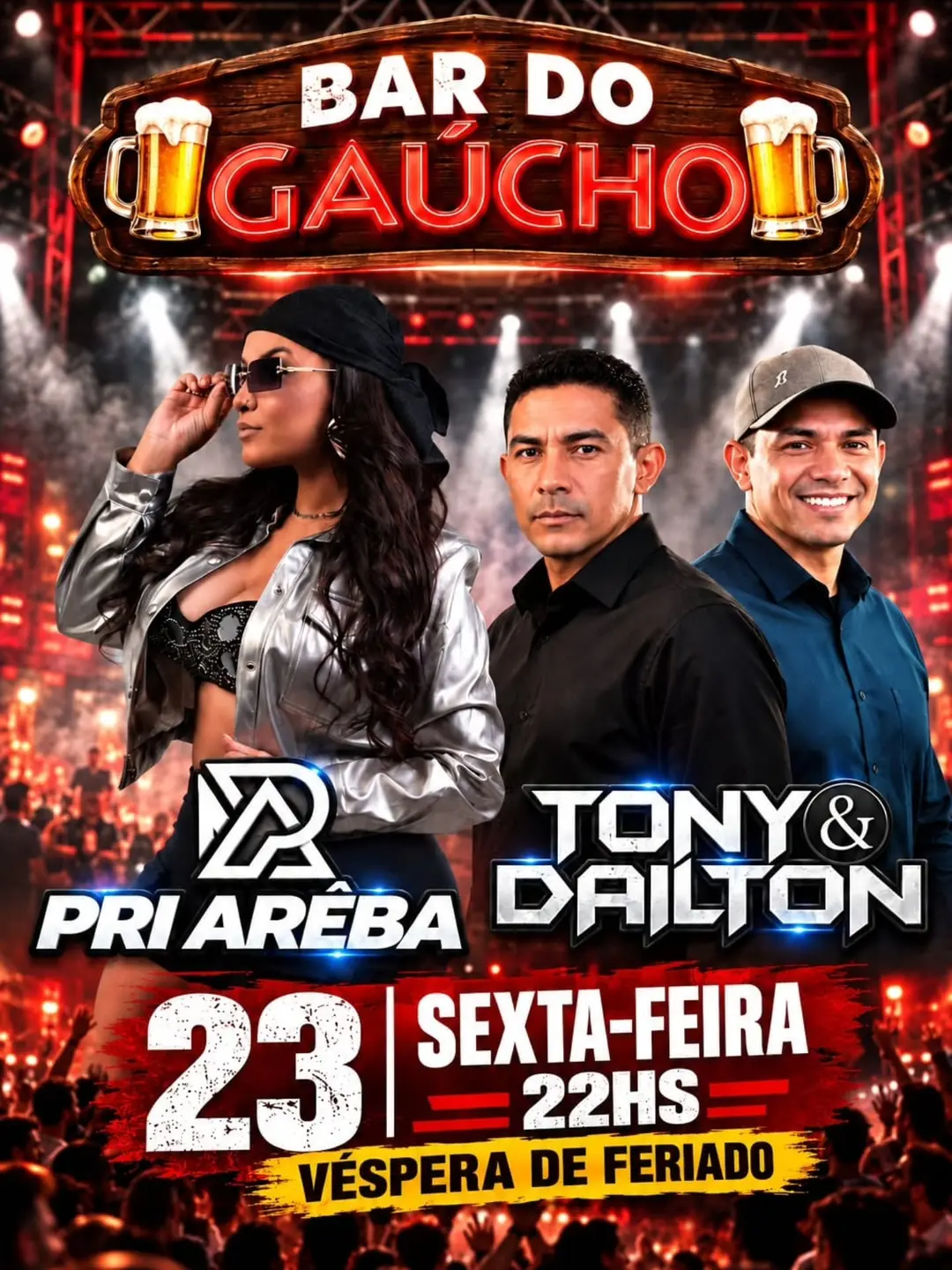 Flyer de Pri Areba e Tony e Dailton