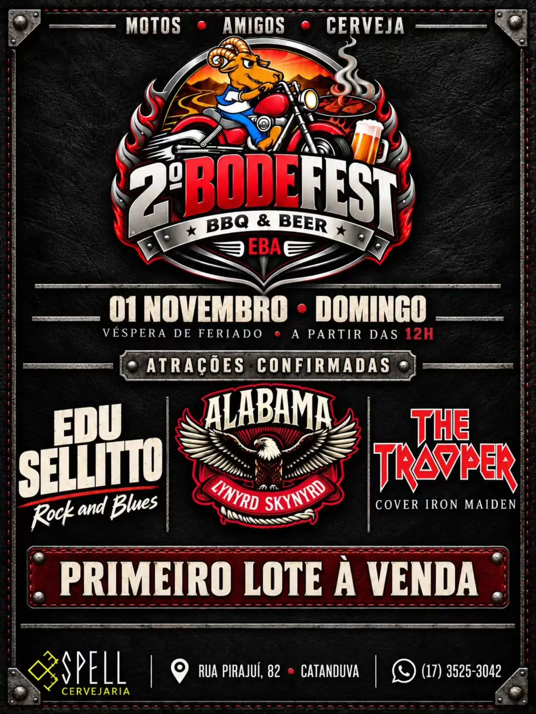 Flyer de Banda Alabama, The Trooper e Edu Sellitto