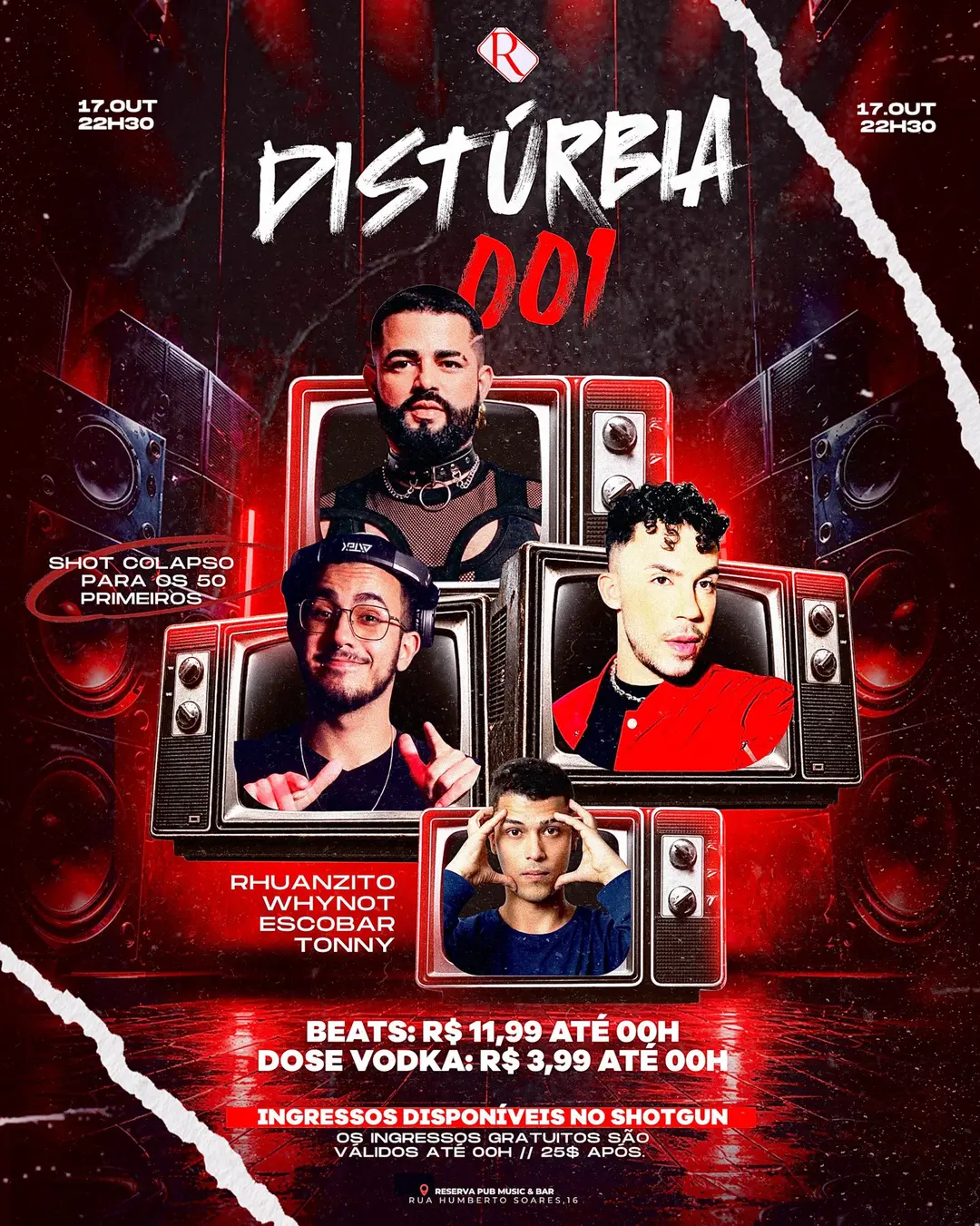 Flyer de Rhuanzito, Escobar VL, Tonny e WHYN0T