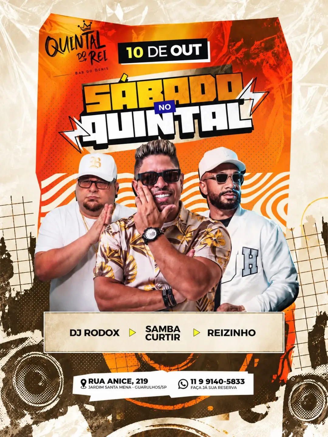 Flyer de Samba Curtir, Reizinho e Dj Rodox