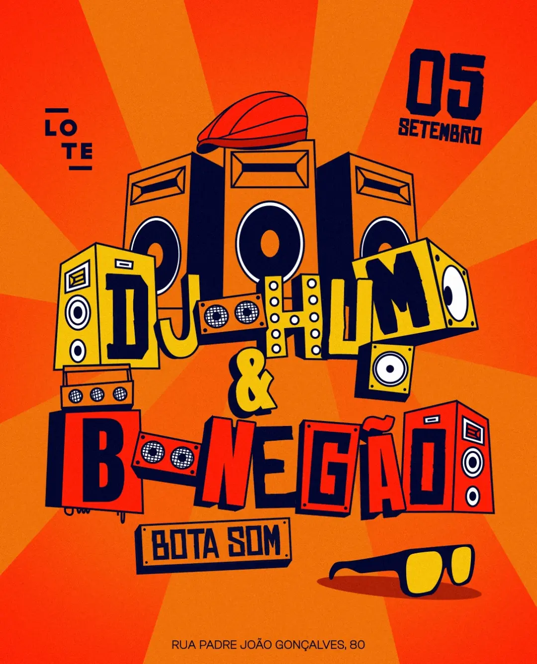 Flyer de DJ André Souza, DJ Hum, Bnegão e BNegão Bota Som