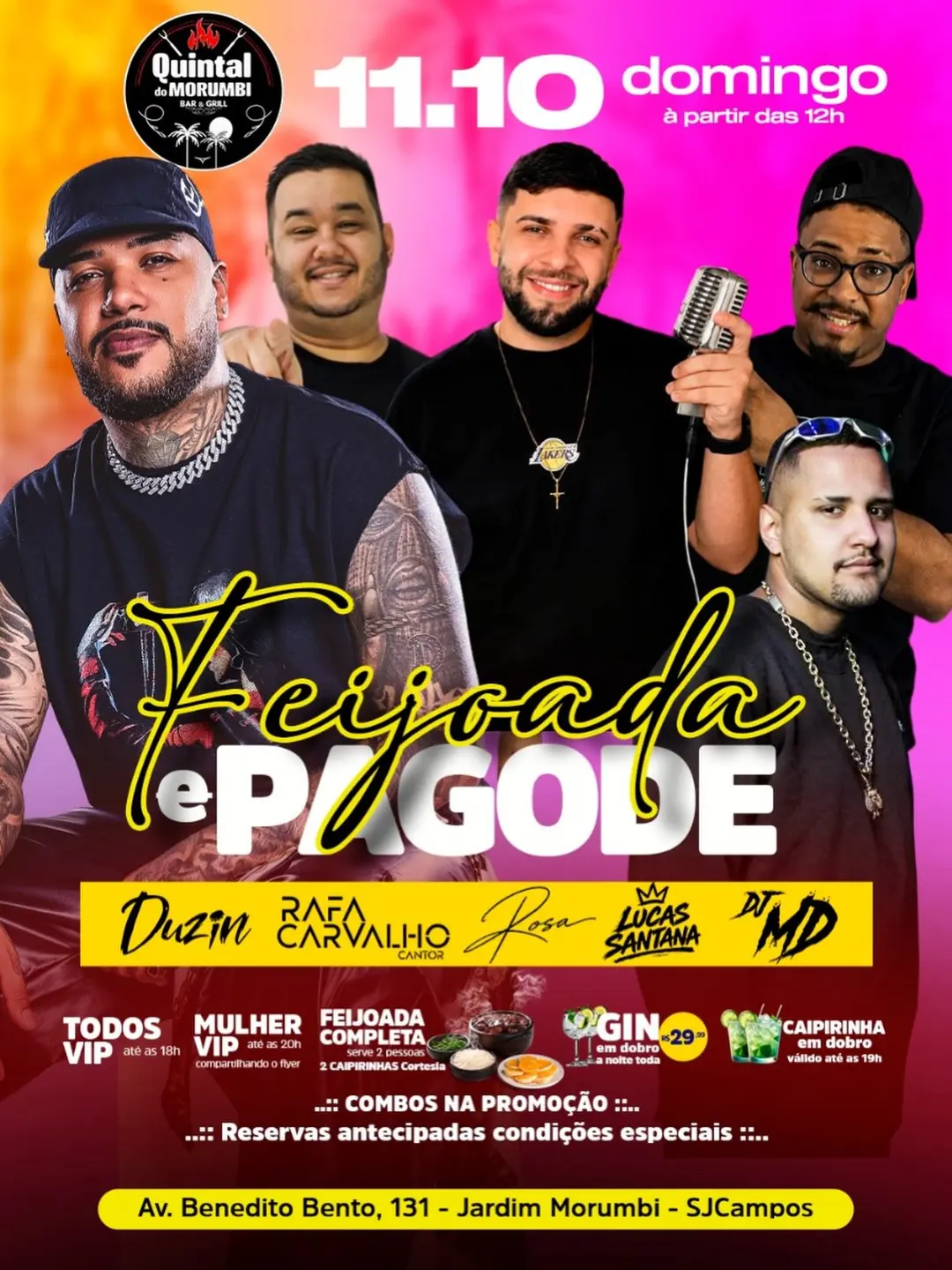 Flyer de Rosa, Duzin, Rafa Carvalho e DJ MD