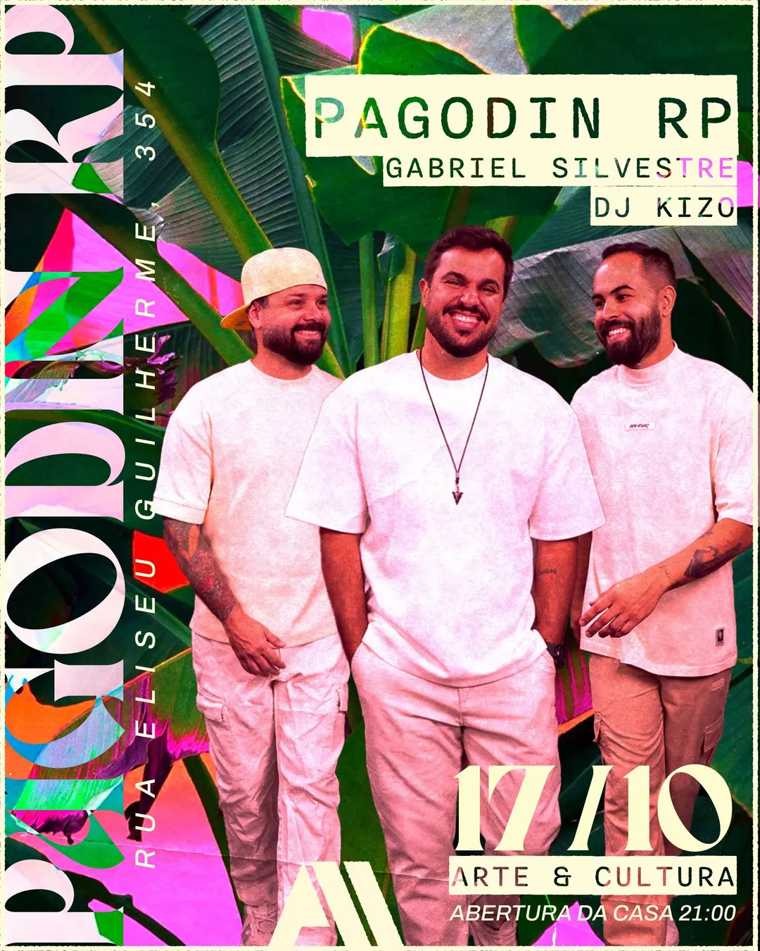 Flyer de Kizo Man, Pagodin RP, Gabriel Silvestre e Baile do Art