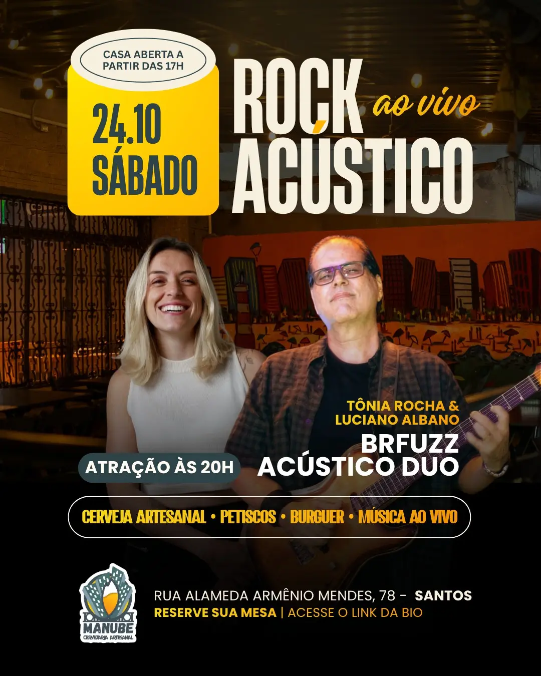 Flyer de Luciano Albano, Brfuzz Acústico Duo e mais 2 artistas
