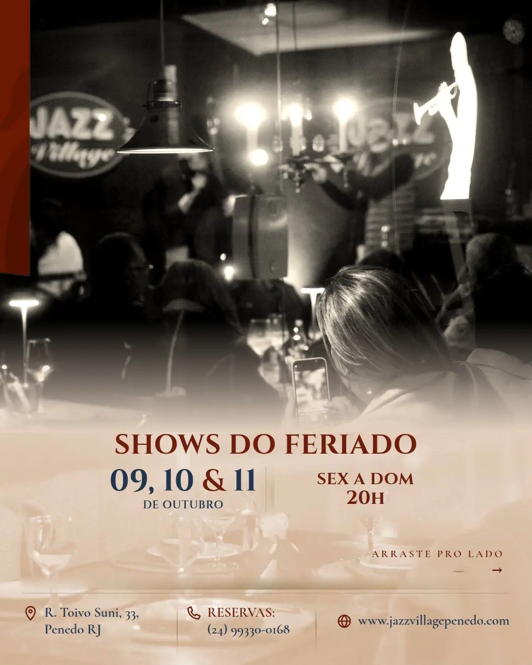 Flyer de André Whately, Marcelo Hilgenberg e Beth Rego