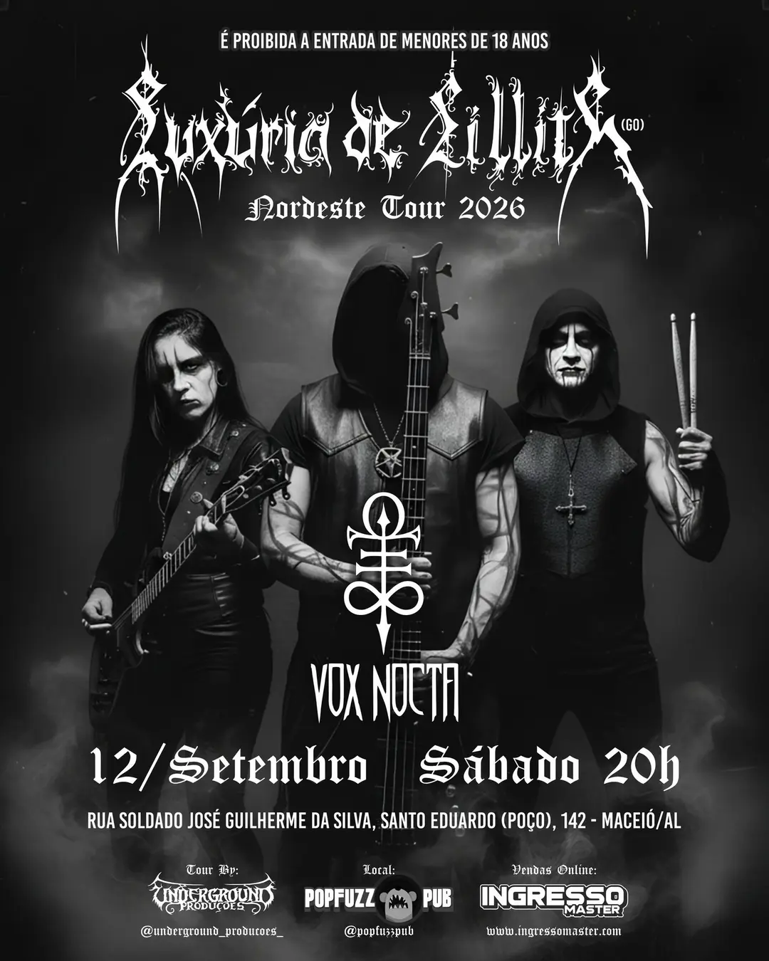 Flyer de Vox Nocta e Luxuria de Lillith