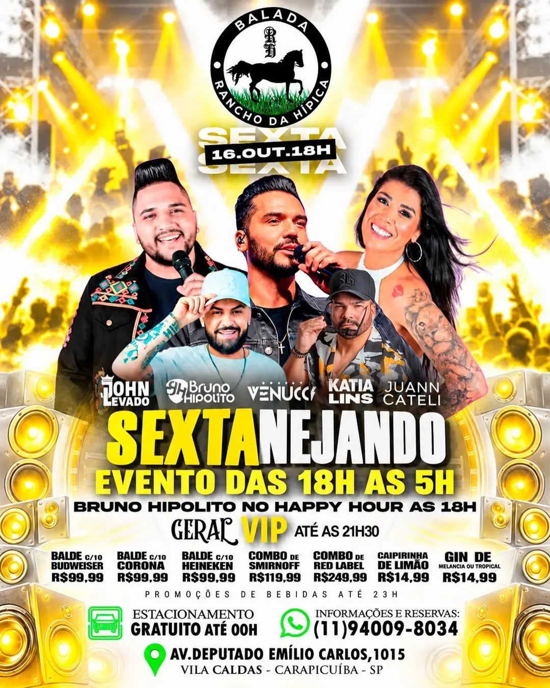 Flyer de Bruno Hipólito, John Levado e mais 3 artistas