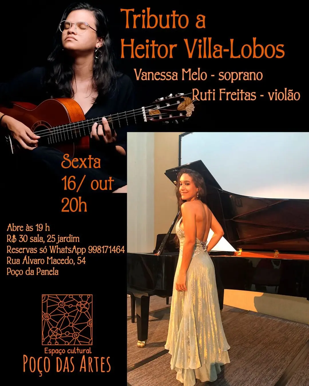 Flyer de Vanessa de Melo, Ruti Freitas e Vanessa Melo