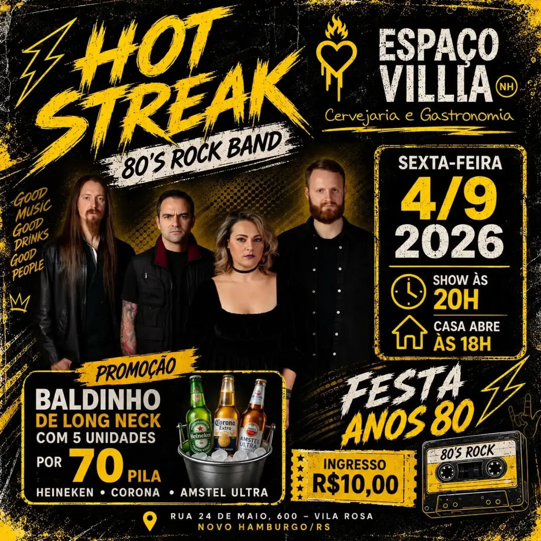 Flyer de Banda Hot Streak, Janine Fernandes e mais 2 artistas