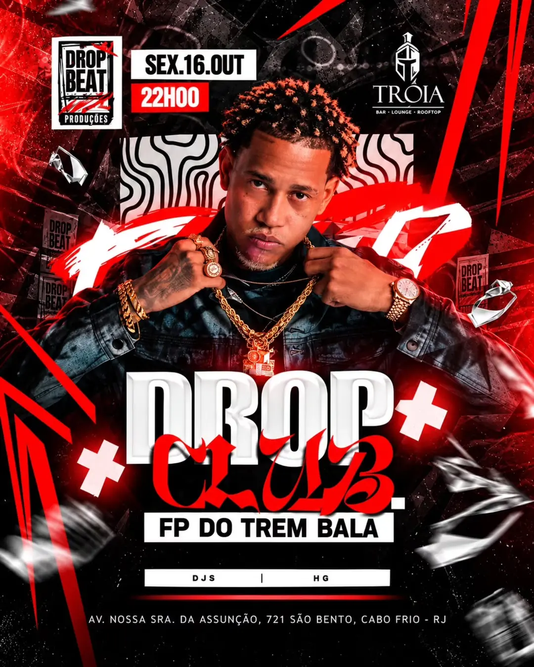 Flyer de FP do Trem Bala e DJ HG