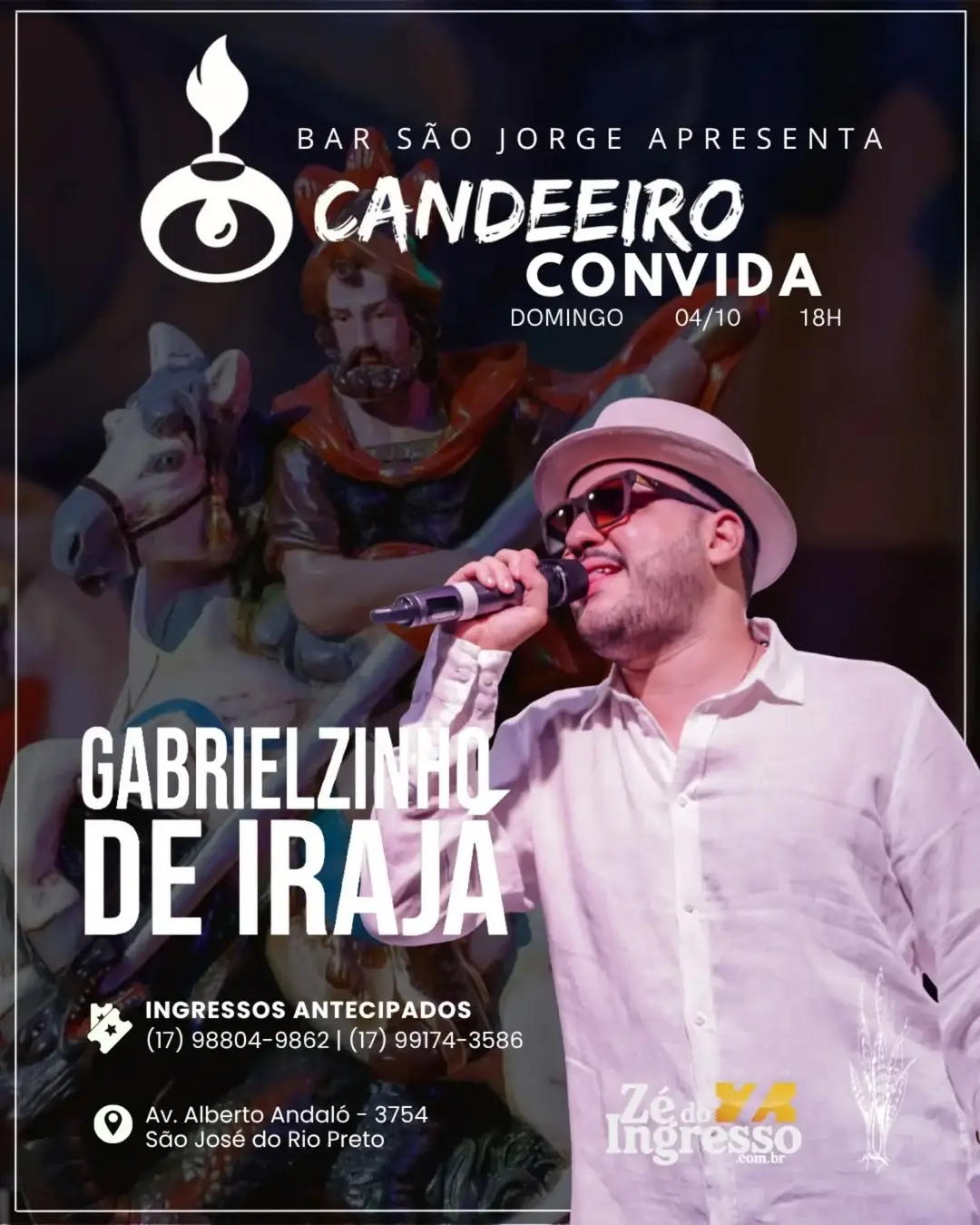 Flyer de Samba Candeeiro, Gabrielzinho de Irajá e mais 1 artista