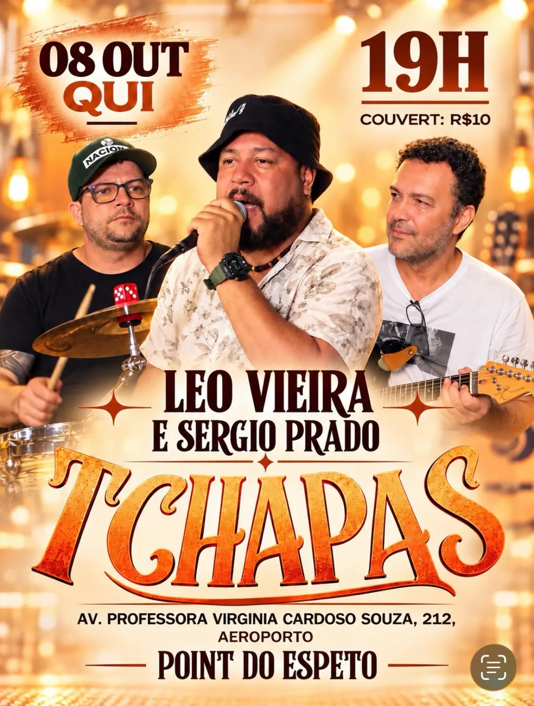 Flyer de Wesley Tchapas, Léo Vieira e Sérgio Prado