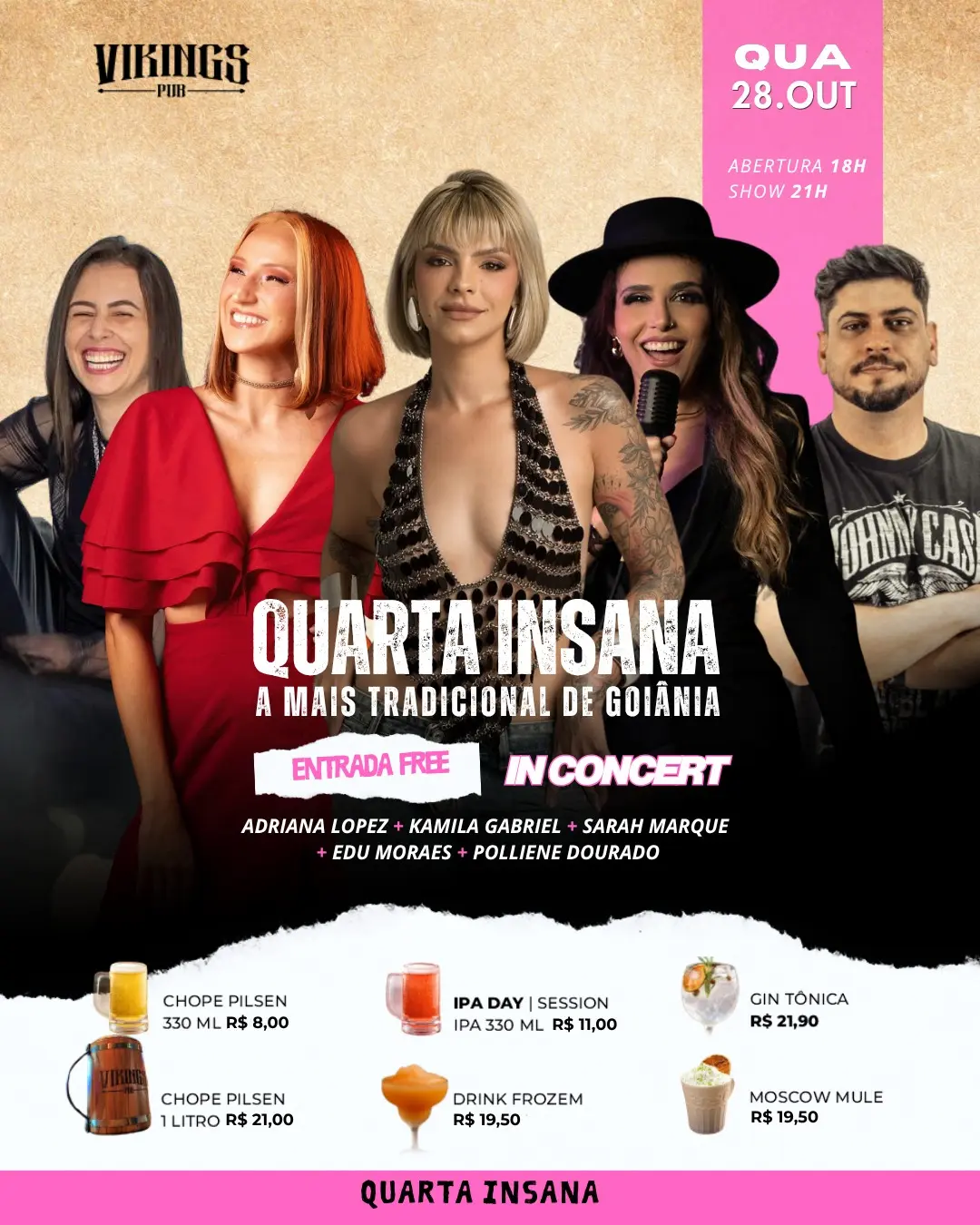 Flyer de Adriana Lopez, Sarah Marques e mais 3 artistas