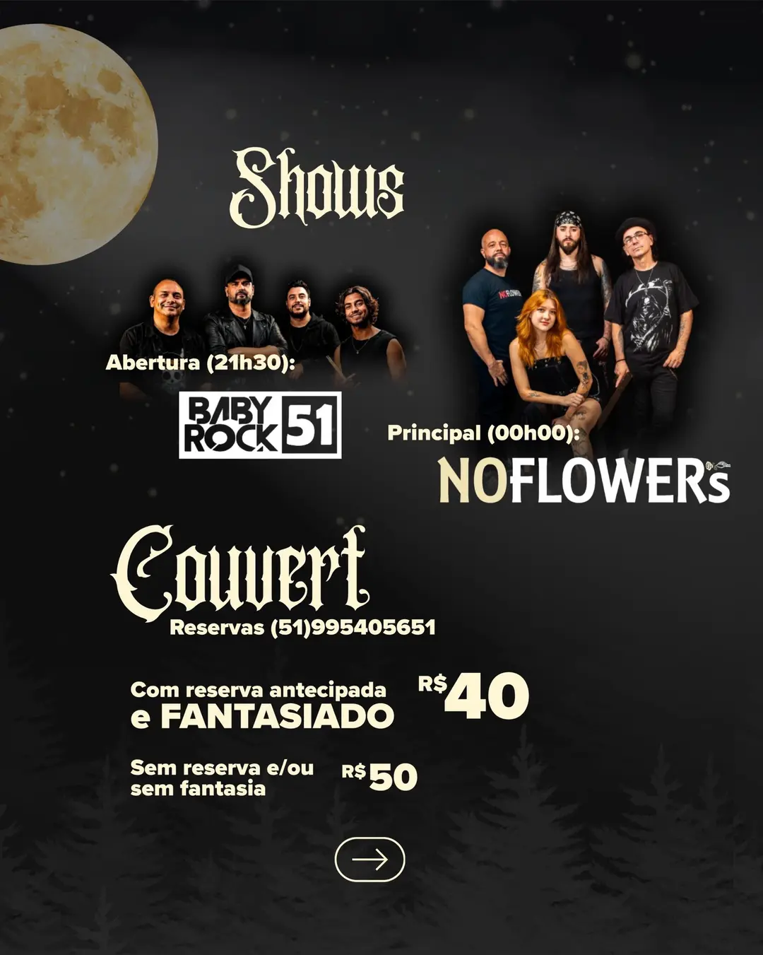 Flyer de Baby Rock 51 e No Flowers