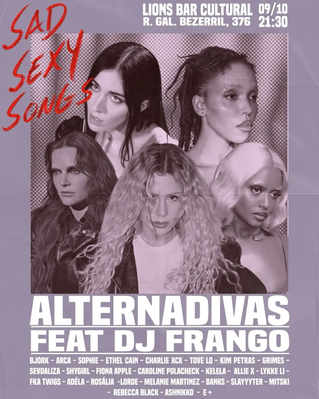 Flyer de Dj Frango, Dj D4rk V3il, SADSEXYSONGS e coletivosss