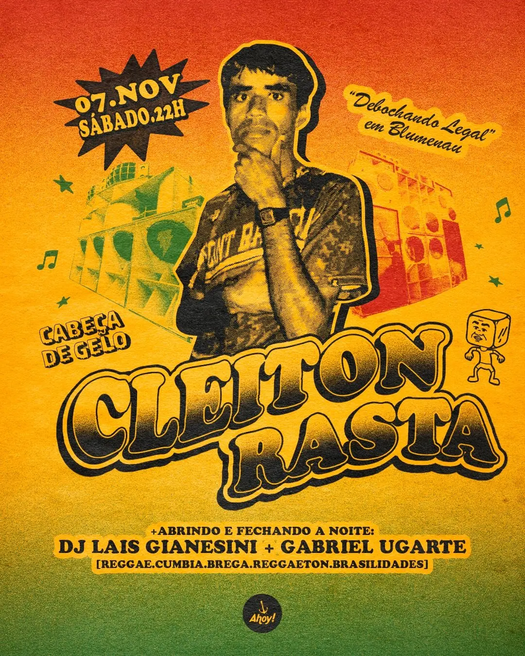 Flyer de Laís, DJ Cleiton Rasta e Gabs